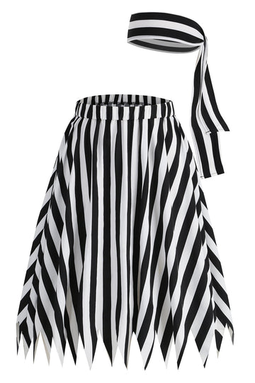 Falda de traje de pirata casual con estampado de rayas de bloque de color negro